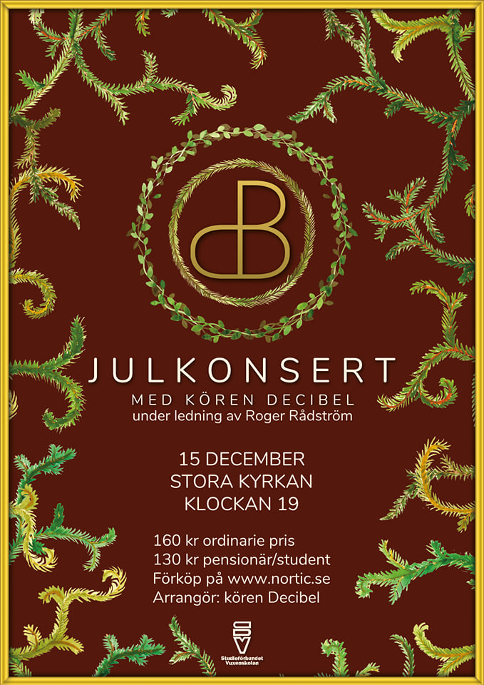Kören Decibels julkonsertaffisch 2021